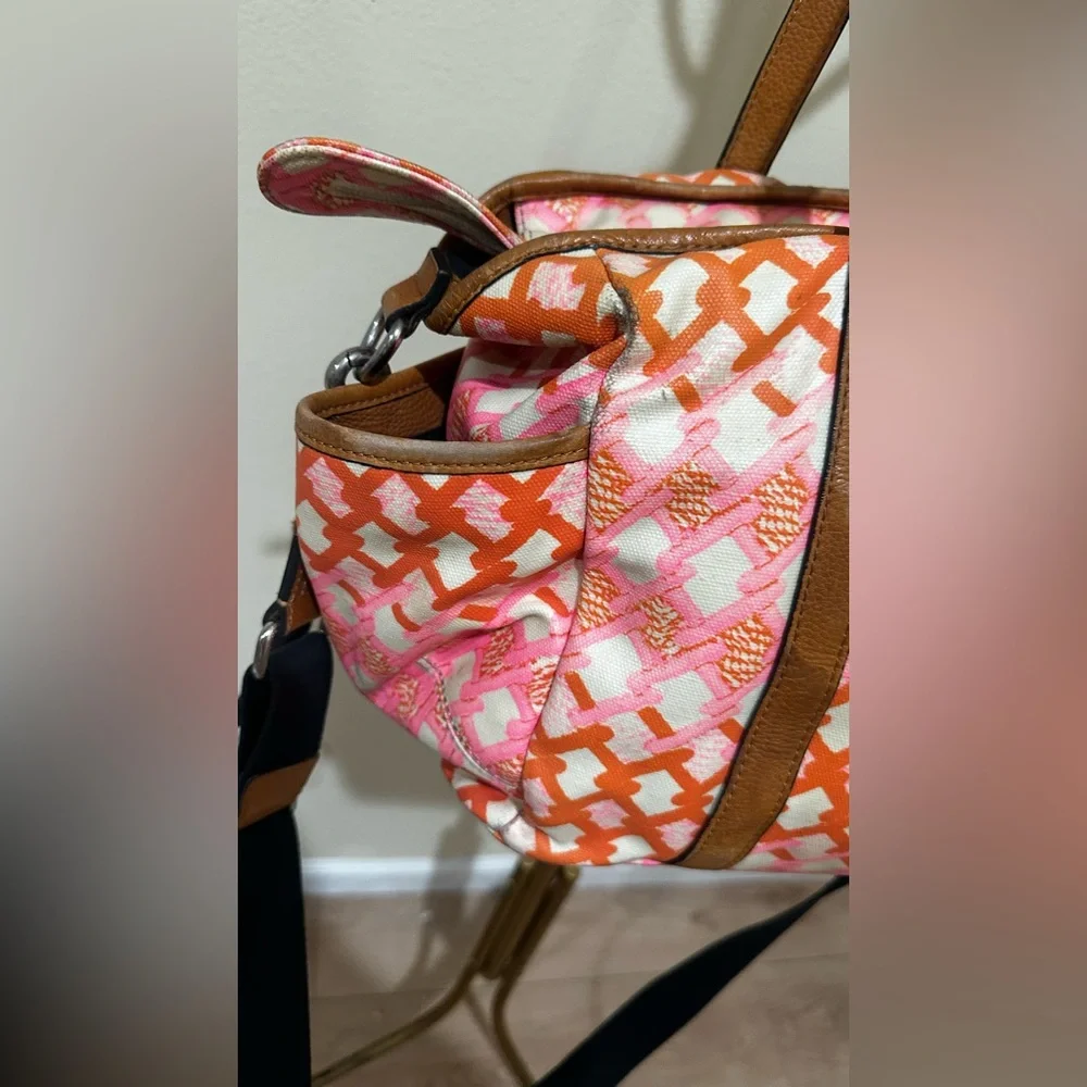 Rebecca Minkoff Marissa Large Tote Coated Canvas Leather Trim baby Travel Bag